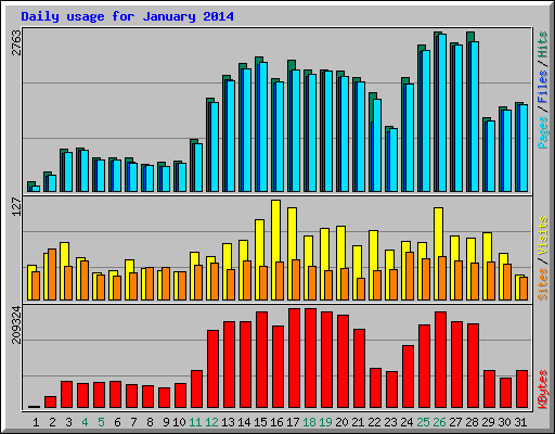 Daily usage for January 2014