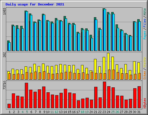 Daily usage for December 2021