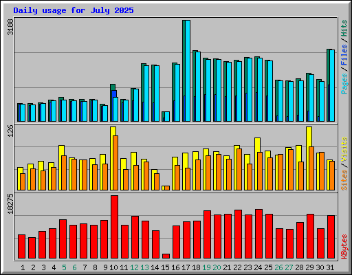 Daily usage for July 2025