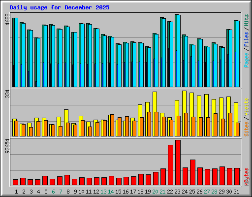 Daily usage for December 2025