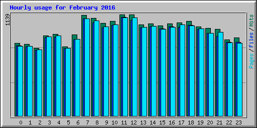 Hourly usage for February 2016